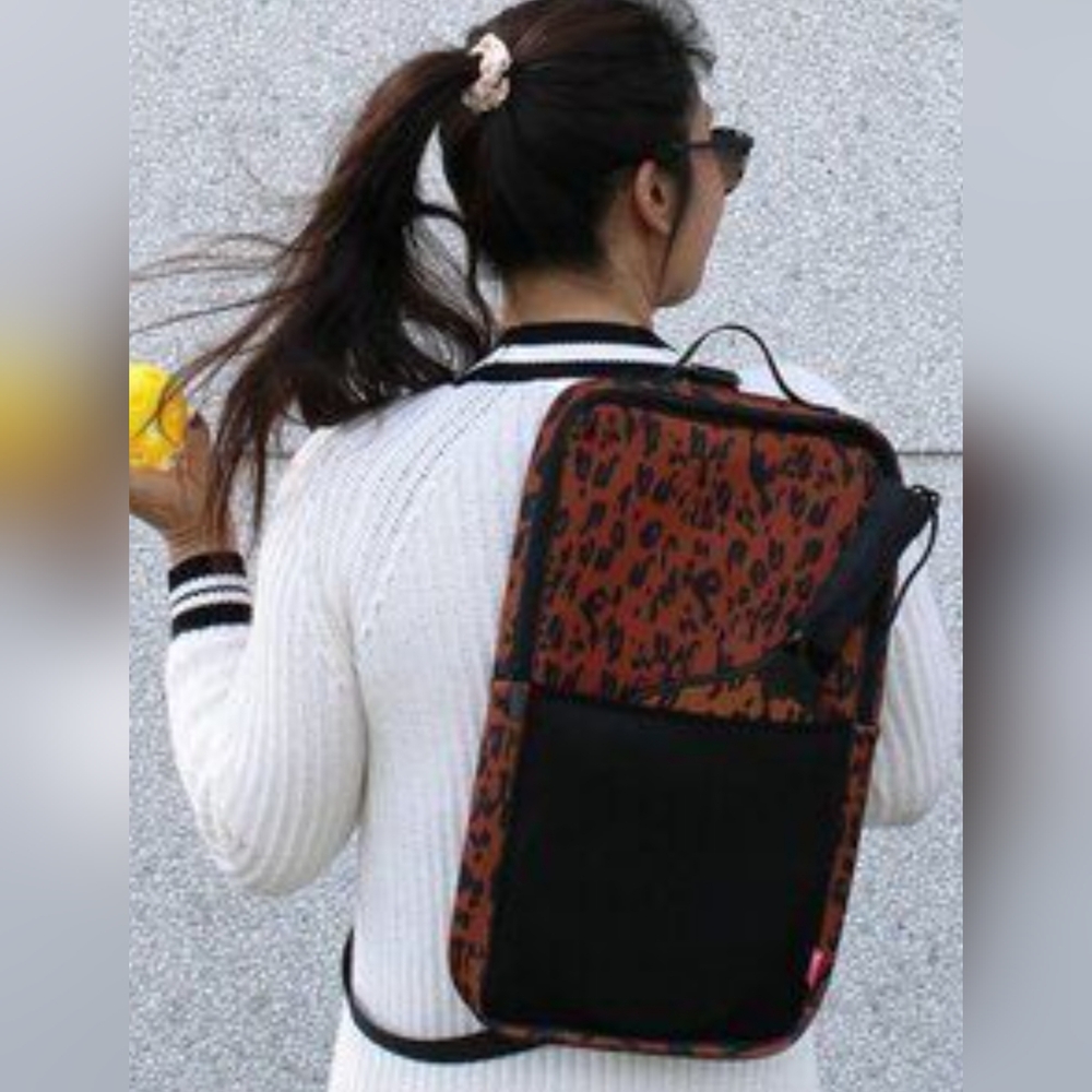 Leopard Print Backpack with Black Accents